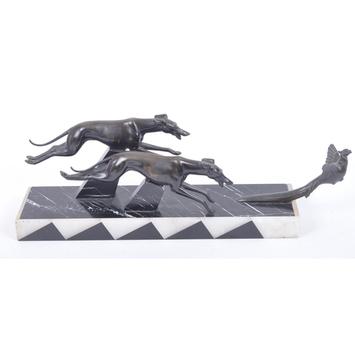 14 - Lucien Gibert (French, 1904-1988) - An original 20th century bronze sculpture of leaping hounds hunt... 