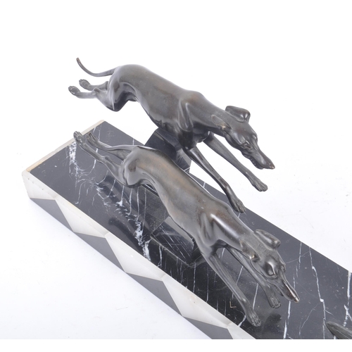 14 - Lucien Gibert (French, 1904-1988) - An original 20th century bronze sculpture of leaping hounds hunt... 