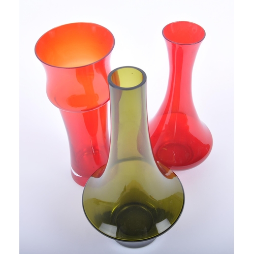 154 - Riihimaki - A selection of two retro 20th century Finnish designer studio art glass vases, one in ol... 