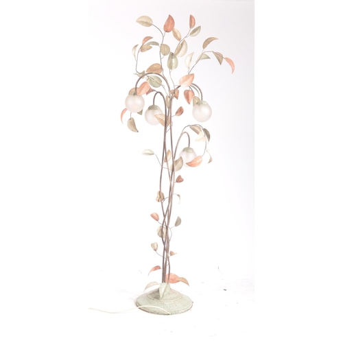 160 - A retro vintage mid 20th century Italian floral tole ware metal floor standing lamp. The lamp having... 