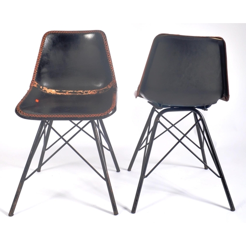 171 - A set of four retro vintage 20th century circa 1970s leather & metal Eiffel dining chairs in the man... 