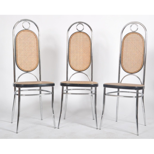 180 - A set of six retro vintage 20th century circa 1970s chrome & rattan high back dining chairs in the T... 