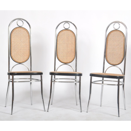 180 - A set of six retro vintage 20th century circa 1970s chrome & rattan high back dining chairs in the T... 