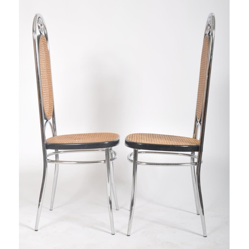 180 - A set of six retro vintage 20th century circa 1970s chrome & rattan high back dining chairs in the T... 