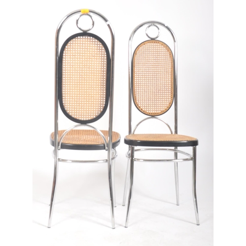 180 - A set of six retro vintage 20th century circa 1970s chrome & rattan high back dining chairs in the T... 