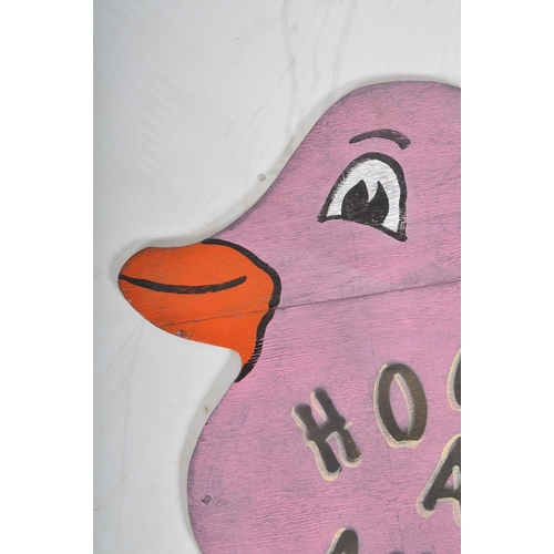 189 - Hook A Duck - Two vintage 20th century fairground / funfair hand painted signs in the form of ducks ... 