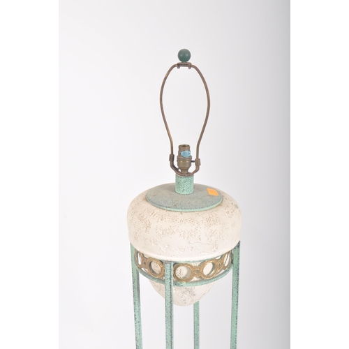 197 - A retro vintage 20th century Italian travertine stone floor standing lamp light. The light having an... 