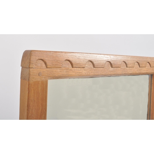 21 - Robert ' Mouseman ' Thompson of Kilburn - A solid English oak hand carved dressing table top mirror.... 