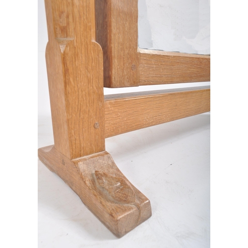 21 - Robert ' Mouseman ' Thompson of Kilburn - A solid English oak hand carved dressing table top mirror.... 