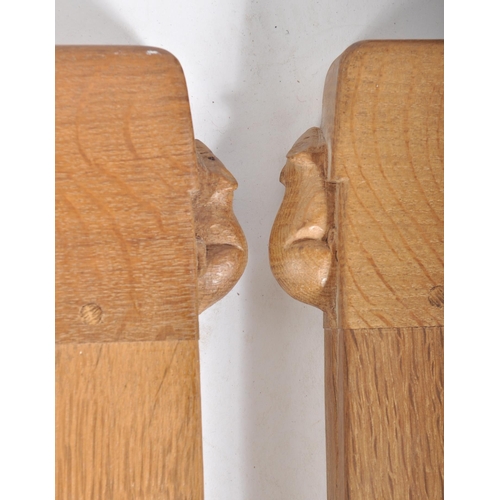 24 - Robert ' Mouseman ' Thompson of Kilburn - A pair of solid English oak hand carved single headboards.... 