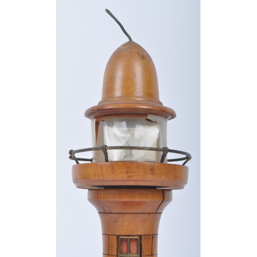 241 - A retro vintage 20th century Continental Iberian teak desk table lamp light in the shape of a lighth... 