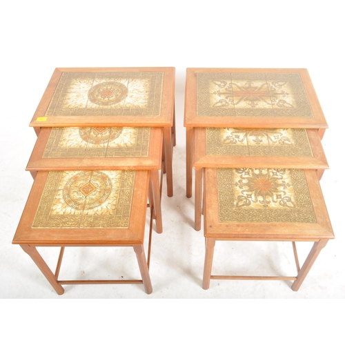 242 - Toften Mobelfabrik - A matched pair of retro vintage 20th century circa 1970s Danish tiled top teak ... 