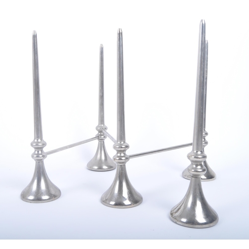 254 - A pair of retro vintage 20th century chrome articulated candle holders in the manner of Stoff Nagel.... 