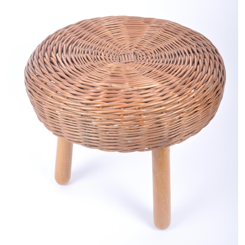 265 - Tony Paul - A retro 20th century 1960s milking stool. The foot stool having a circular basket weave ... 