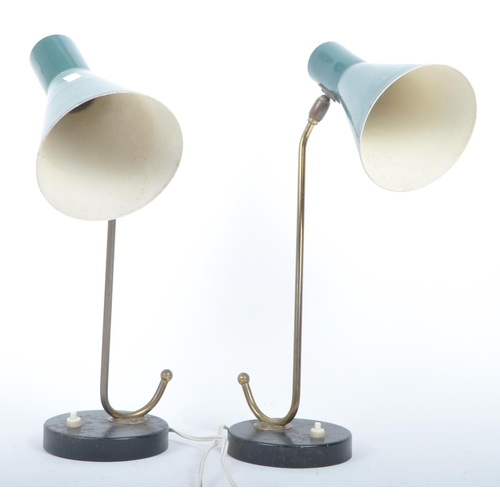 296 - A pair of retro vintage mid 20th century circa 1950s Hiscock, Appleby & Co desk table lamp lights. E... 