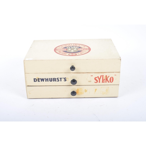 3 - Sylko - Dewhurst's Machine Twist - A retro vintage 20th century painted wood advertising thread sewi... 