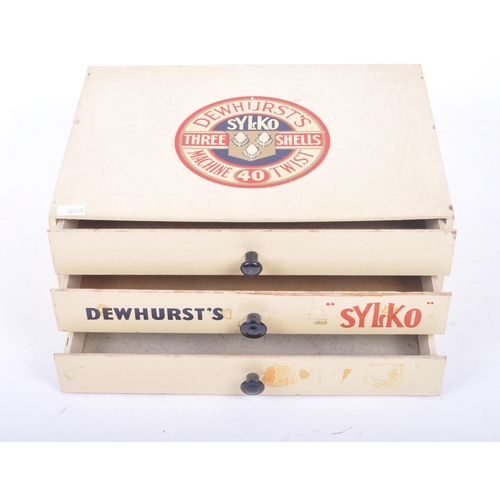 3 - Sylko - Dewhurst's Machine Twist - A retro vintage 20th century painted wood advertising thread sewi... 