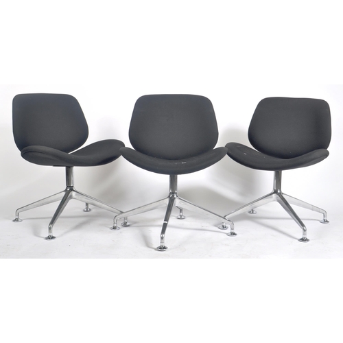 313 - Orange Box - A set of three contemporary designer swivel lounge chairs / lobby office chairs in the ... 