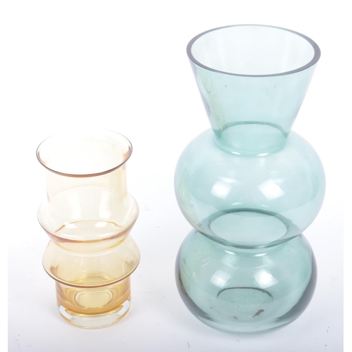 38 - Two retro vintage mid 20th century Scandinavian studio art glass coloured vases. The lot comprising ... 