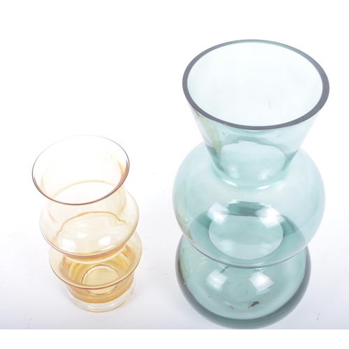 38 - Two retro vintage mid 20th century Scandinavian studio art glass coloured vases. The lot comprising ... 