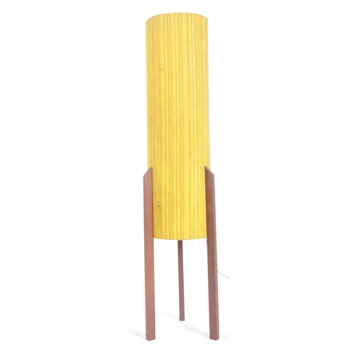 411 - Rocket Lamp - A vintage 1960s Space Age teak wood and fabric floor standing lamp / standard light co... 