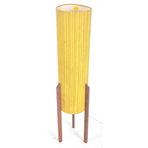 411 - Rocket Lamp - A vintage 1960s Space Age teak wood and fabric floor standing lamp / standard light co... 