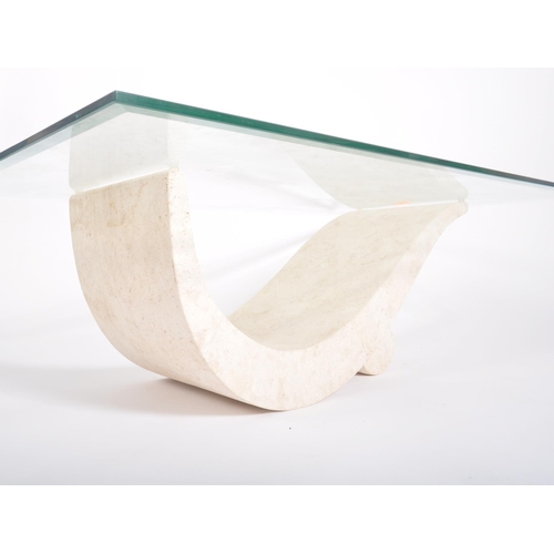 48 - A contemporary Italian design composite stone & tempered glass abstract low occasional coffee table.... 