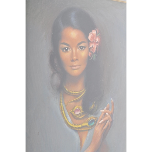 49 - Louis Shabner - An original retro vintage mid 20th century pastel & pencil on paper glamour portrait... 