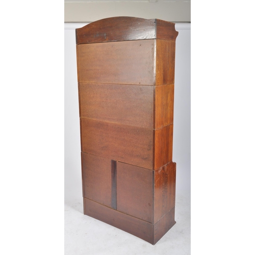 51 - Lebus Furniture -  Edwardian Industrial Lebus mahogany four section - stacking lawyers breakfront bo... 