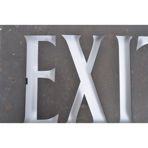 64 - Vintage signage - a mid - late 20th century black painted cast iron exit sign, with the four letters... 