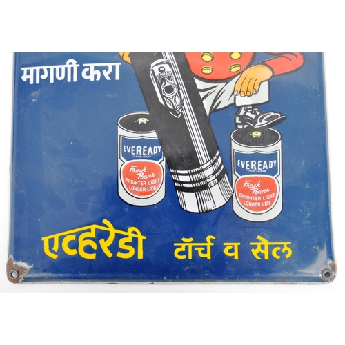 9 - Early 20th century enamel industrial shop sign for Eveready trade-mark in the Indian language, featu... 