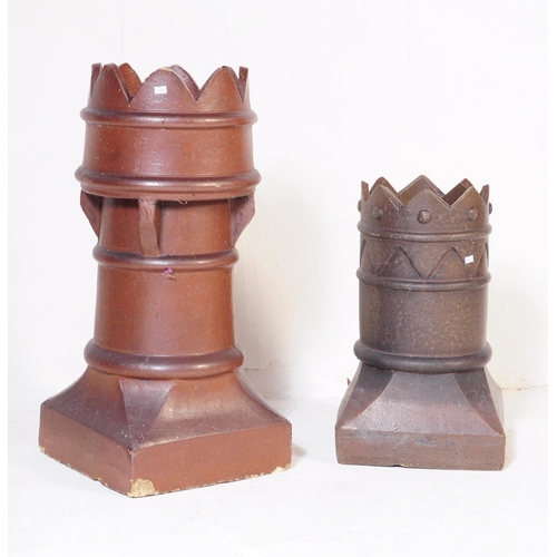 690 - A pair of 19th century Victorian stone glazed industrial chimney pots each of terracotta form with c... 