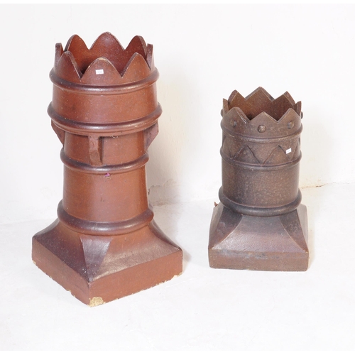 690 - A pair of 19th century Victorian stone glazed industrial chimney pots each of terracotta form with c... 