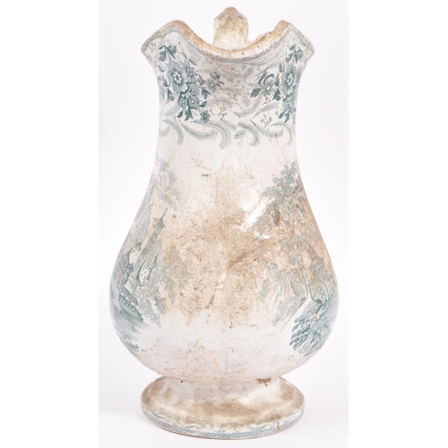 124 - A large early 20th century Victorian ceramic jug of tapering form having applied transfer decoration... 