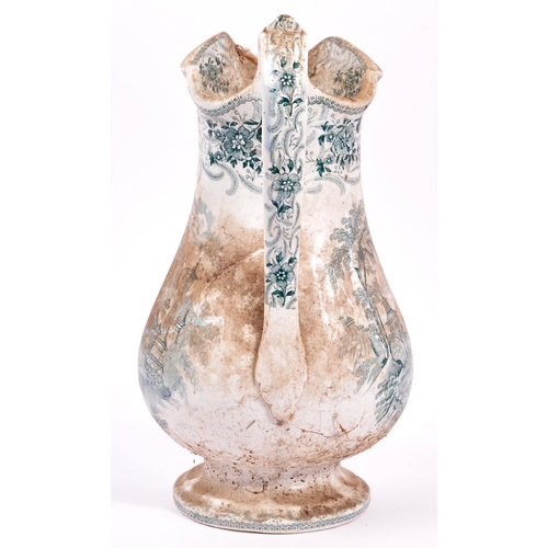 124 - A large early 20th century Victorian ceramic jug of tapering form having applied transfer decoration... 