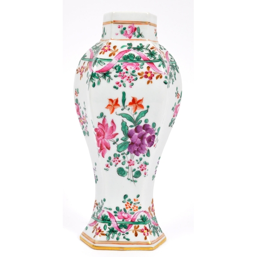 128 - A pair of 19th century Chinese / Oriental porcelain vases. Both vases being hand painted floral spra... 