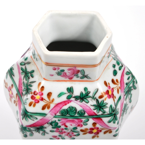 128 - A pair of 19th century Chinese / Oriental porcelain vases. Both vases being hand painted floral spra... 