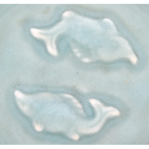 129 - An early 20th century Chinese / Oriental ceramic pottery artists brush bowl / dish in a green colour... 