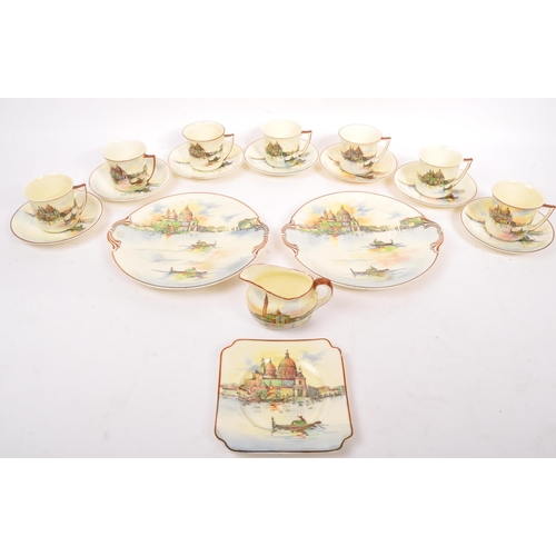 131 - An early 20th century 'Venice' 16 piece tea set / service by Royal Doulton. Consisting of 7 x cups, ... 