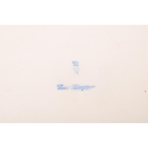 133 - A vintage 20th Century Capodimonte marked porcelain inkwell and two jugs, with china flower relief t... 