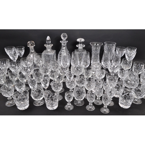 134 - A large collection of 19th Century cut glass. Including, various decanters some with stopper, drinki... 