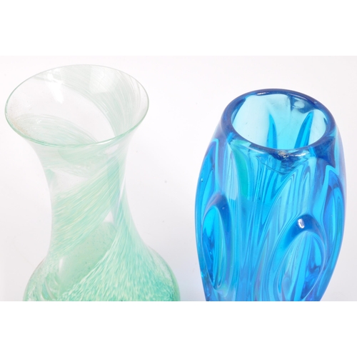 142 - A collection of retro mid 20th century glass to include a French cranberry Luminarc faceted vase, a ... 