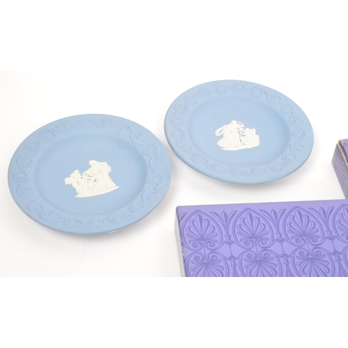 147 - Wedgwood - A collection of 20th century Wedgwood Jasperware. Each piece having jasperware blue groun... 