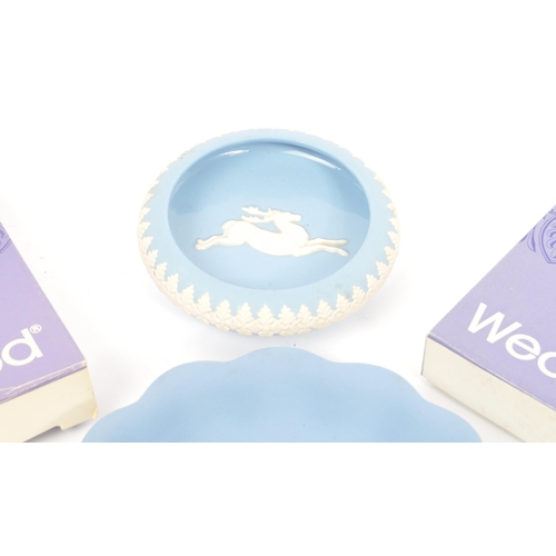 147 - Wedgwood - A collection of 20th century Wedgwood Jasperware. Each piece having jasperware blue groun... 