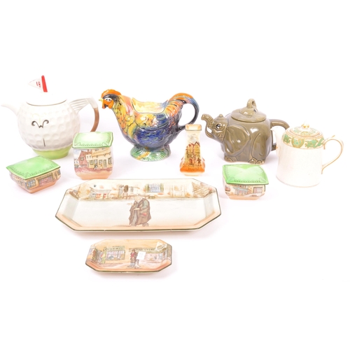 150 - A collection of vintage 20th century ceramic pottery teapots. Comprising of English Rooster teapot, ... 