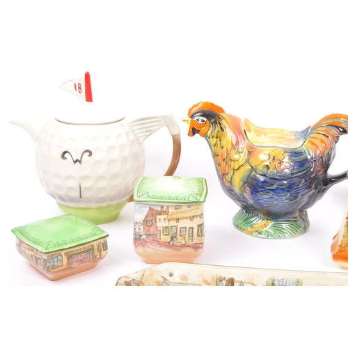150 - A collection of vintage 20th century ceramic pottery teapots. Comprising of English Rooster teapot, ... 