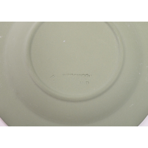 151 - Wedgwood - A collection of 20th century Wedgwood jasperware in sage green to include classical scene... 