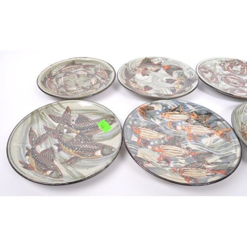 156 - Colin Kellam (b. 1942) A collection of six 20th century stoneware studio pottery plates by Colin Kel... 