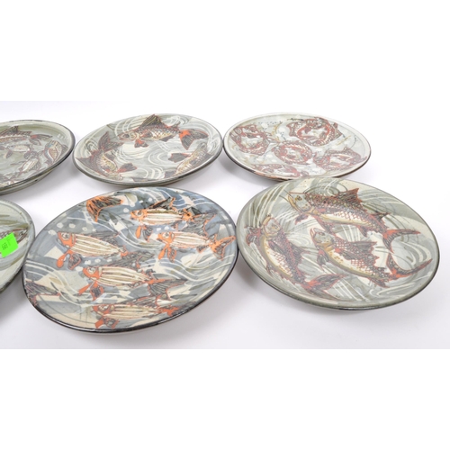 156 - Colin Kellam (b. 1942) A collection of six 20th century stoneware studio pottery plates by Colin Kel... 
