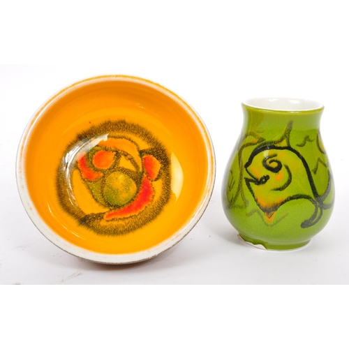 158 - A collection of 5 x retro vintage hand painted bowls / dishes and vase in the 'Delphis' design by Po... 